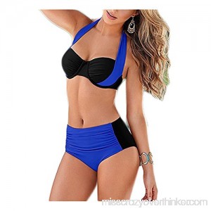 MineSign Color Block Bikini Swimsuit for Women Fashion 2 Pieces Underwire Top High Wasit Bottom Blue B071R7XR1W